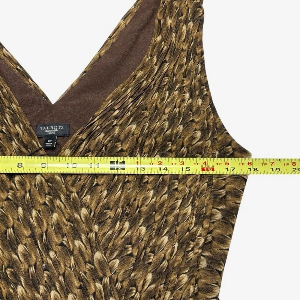 NWT Talbots Sleeveless V-Neck Dress Knee Length Size 8P Brown